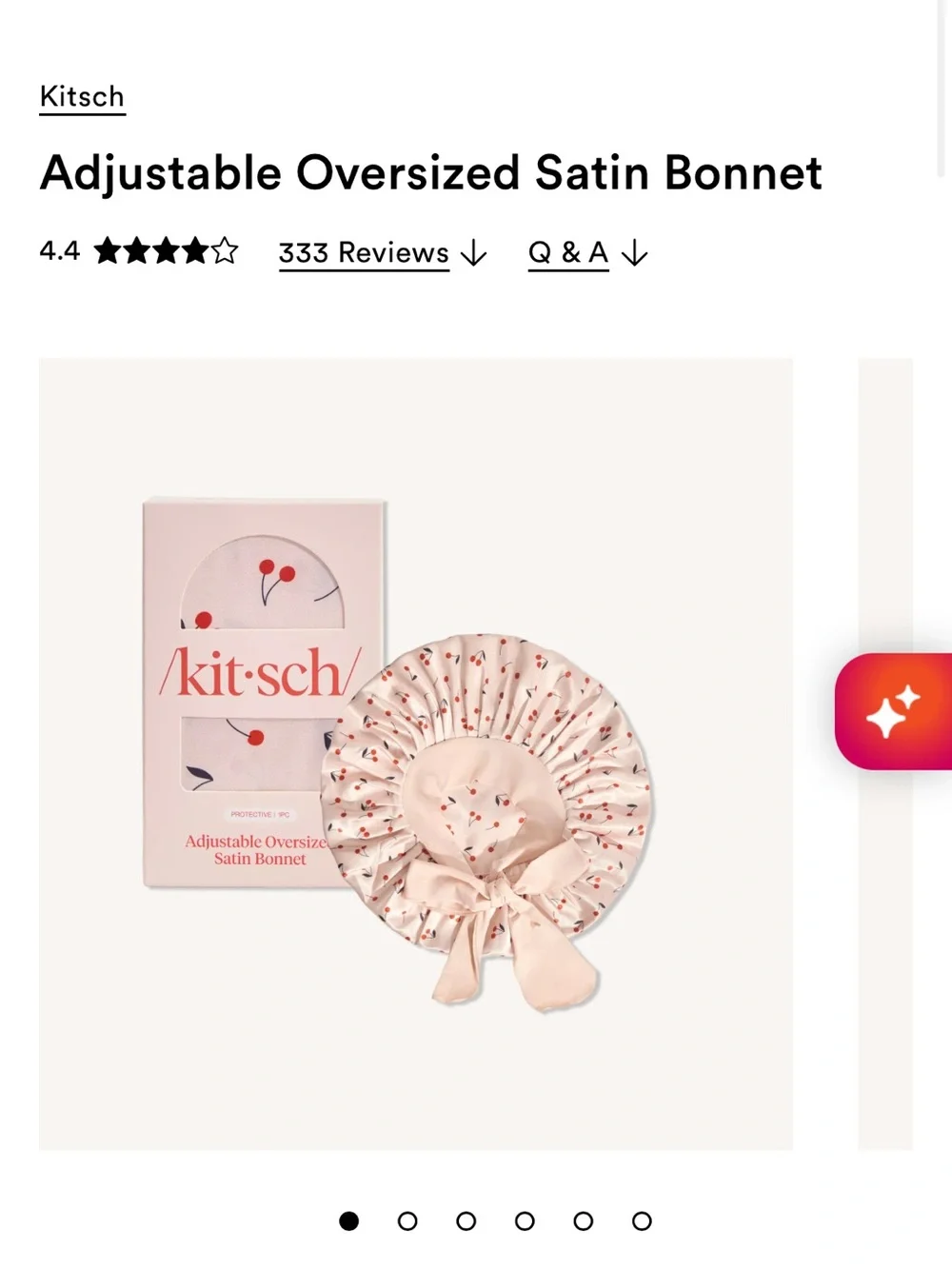Kitsch Satin Bonnet in Cream with Orange Cherry Print